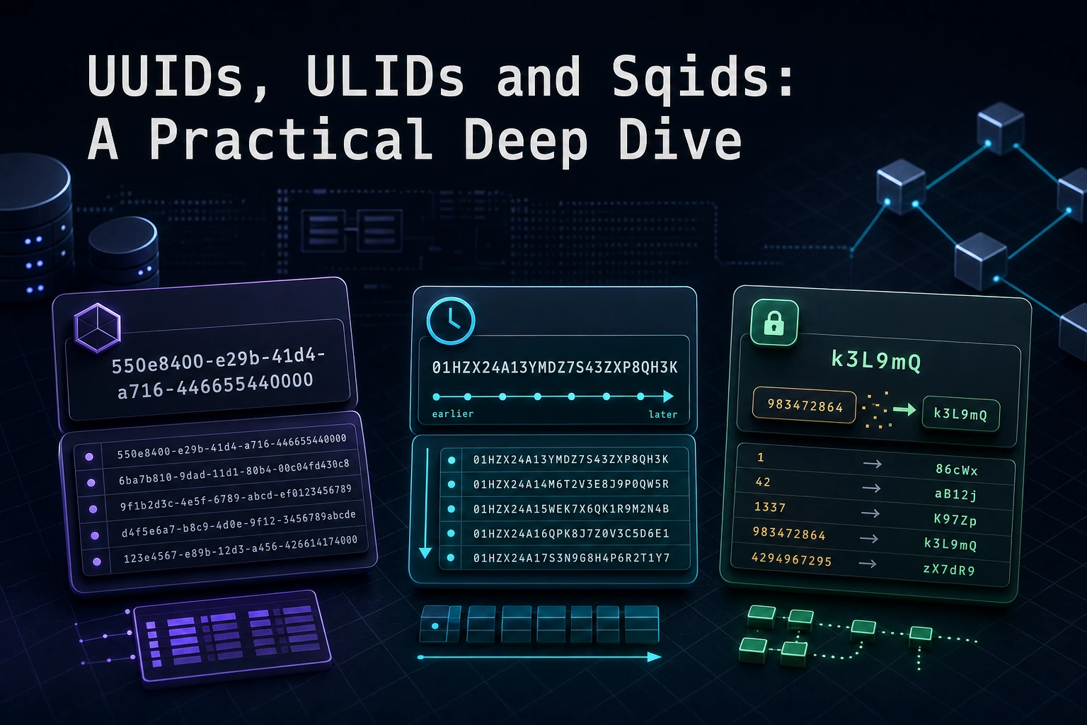 UUIDs, ULIDs and Sqids: A Practical Deep Dive
